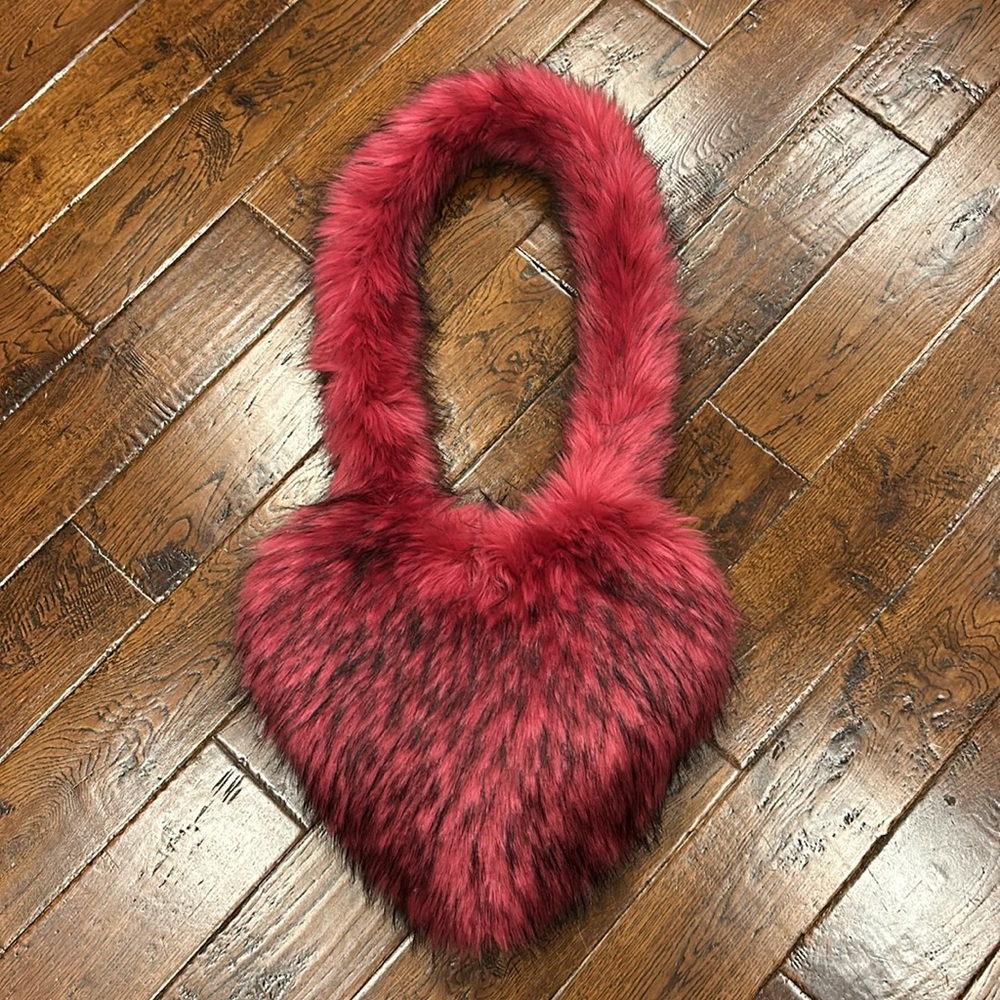 Fuzzy Heart Shaped Purse USED